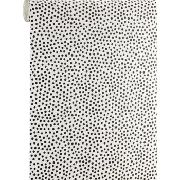 Online Kwantum Behang Polka Zwart Wit