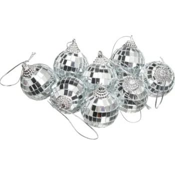 Hot Kwantum Kerstballen Disco Zilver - 8 Stuks
